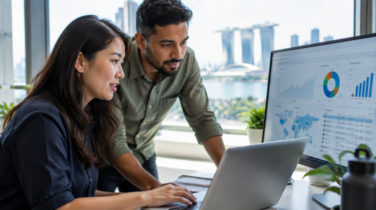 Singapore PR Team Reviewing Press Release AI Search Analytics